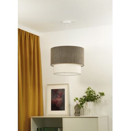 Duolla - Csillár zsinóron CORDUROY 1xE27/15W/230V átm. 40 cm barna/krémes