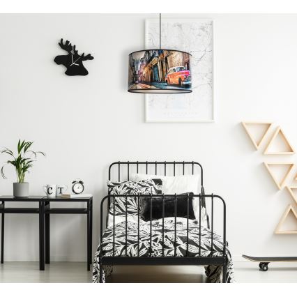 Duolla - Csillár zsinóron CUBA PIROS 1xE27/15W/230V átm. 35 cm