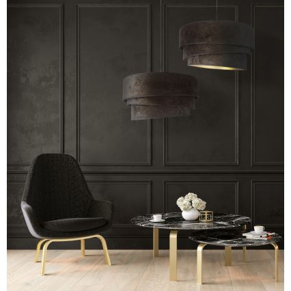 Duolla - Csillár zsinóron DEVON 1xE27/40W/230V átm. 45 cm fekete/arany