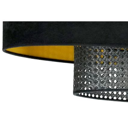 Duolla - Csillár zsinóron DOUBLE OVAL RATTAN 2xE27/15W/230V fekete/rattan