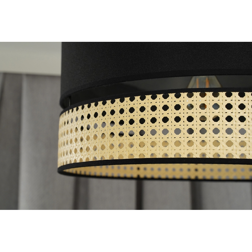 Duolla - Csillár zsinóron DOUBLE RATTAN 1xE27/15W/230V átm. 40 cm fekete/bézs