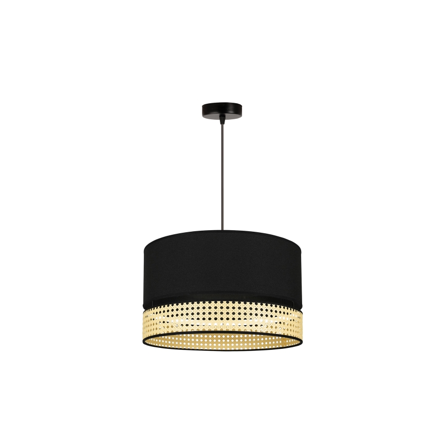 Duolla - Csillár zsinóron DOUBLE RATTAN 1xE27/15W/230V átm. 40 cm fekete/bézs