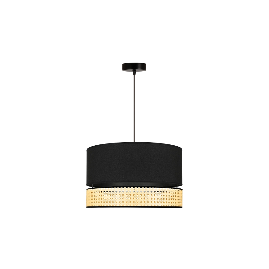 Duolla - Csillár zsinóron DOUBLE RATTAN 1xE27/15W/230V átm. 40 cm fekete/bézs