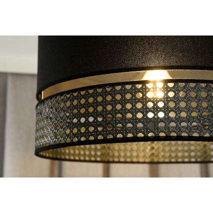 Duolla - Csillár zsinóron DOUBLE RATTAN 1xE27/15W/230V átm. 40 cm fekete