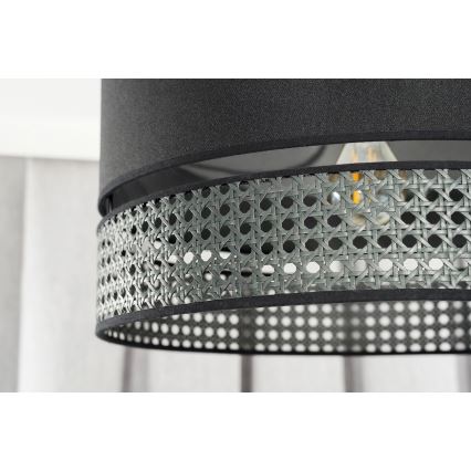 Duolla - Csillár zsinóron DOUBLE RATTAN 1xE27/15W/230V átm. 40 cm fekete