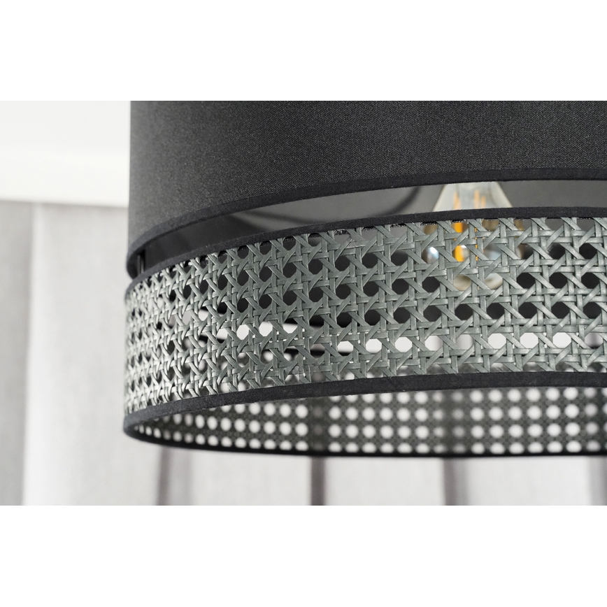 Duolla - Csillár zsinóron DOUBLE RATTAN 1xE27/15W/230V átm. 40 cm fekete