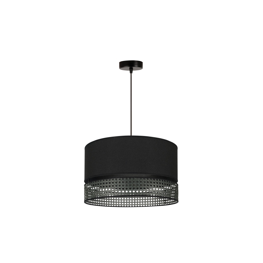 Duolla - Csillár zsinóron DOUBLE RATTAN 1xE27/15W/230V átm. 40 cm fekete