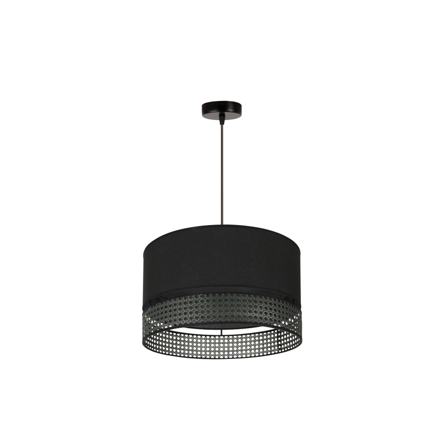 Duolla - Csillár zsinóron DOUBLE RATTAN 1xE27/15W/230V átm. 40 cm fekete