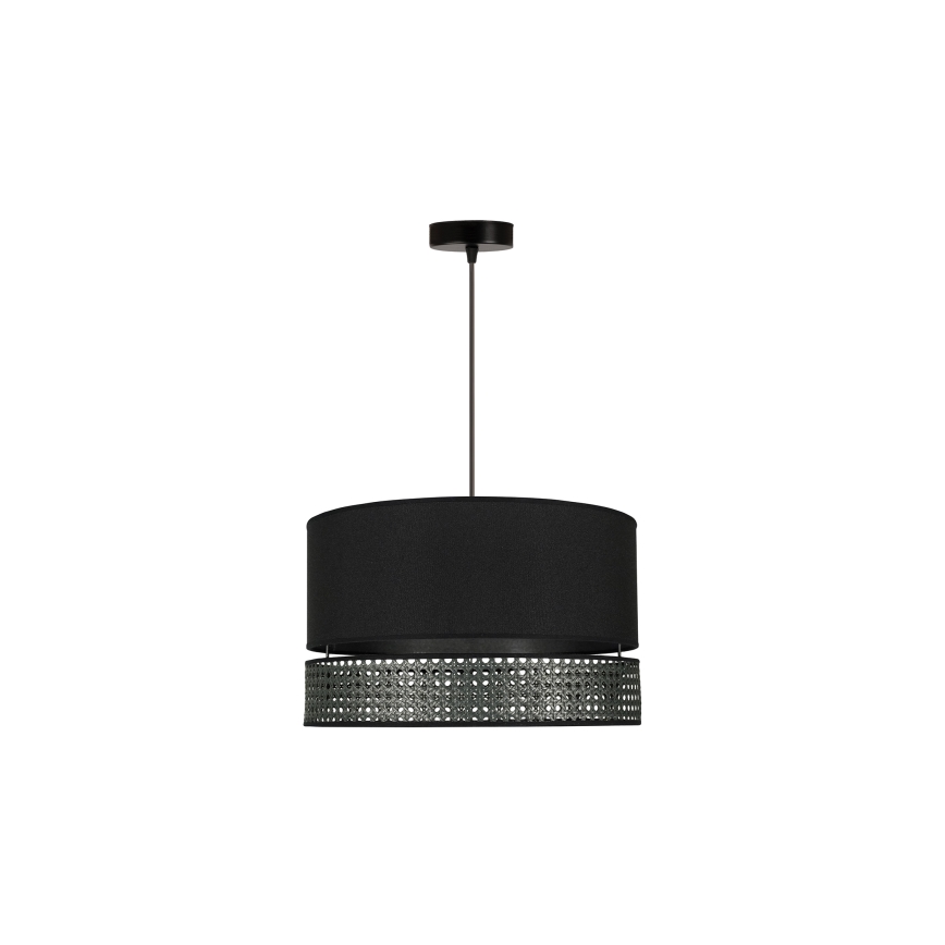 Duolla - Csillár zsinóron DOUBLE RATTAN 1xE27/15W/230V átm. 40 cm fekete
