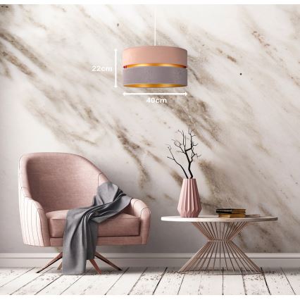 Duolla - Csillár zsinóron DUO 1xE27/15W/230V átm. 40 cm bézs-szürke