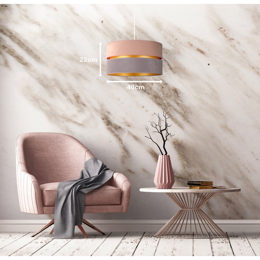 Duolla - Csillár zsinóron DUO 1xE27/15W/230V átm. 40 cm bézs-szürke