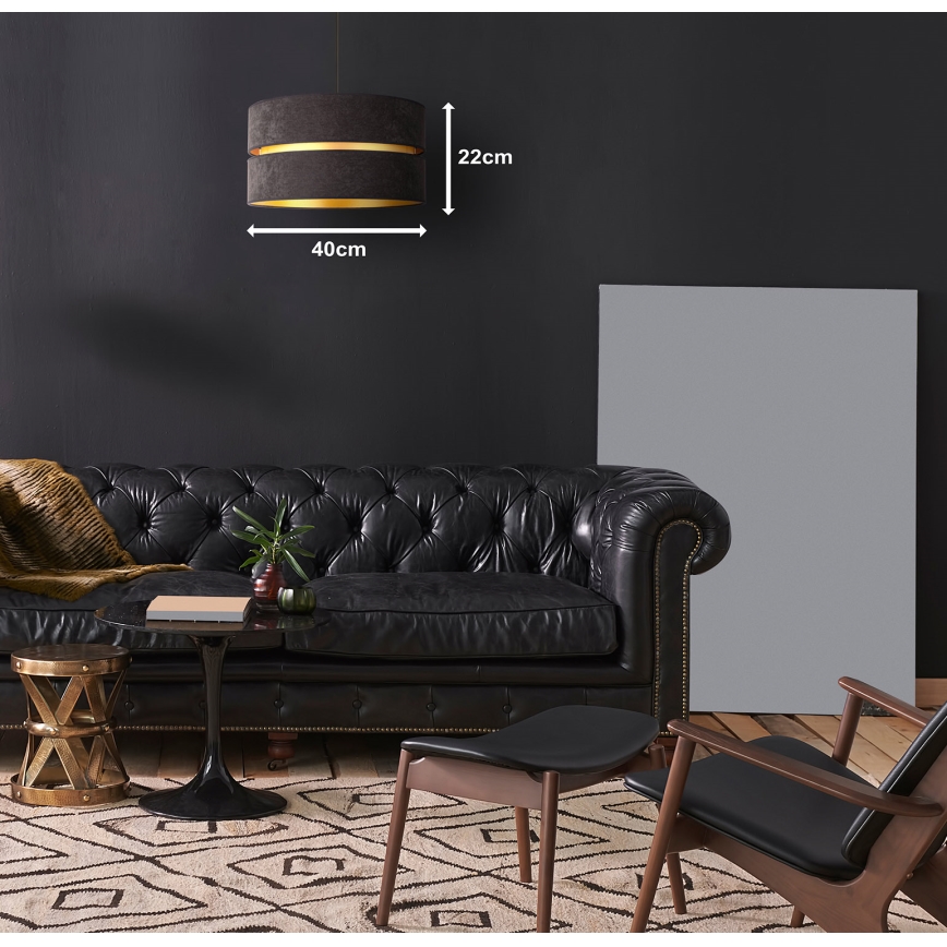 Duolla - Csillár zsinóron DUO 1xE27/15W/230V átm. 40 cm fekete/arany