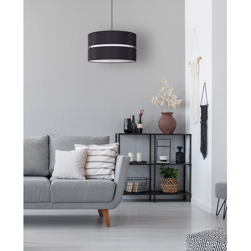 Duolla - Csillár zsinóron DUO 1xE27/15W/230V átm. 40 cm fekete/fehér