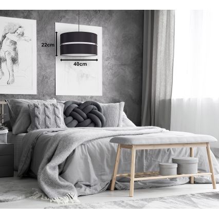 Duolla - Csillár zsinóron DUO 1xE27/15W/230V átm. 40 cm fekete/fehér