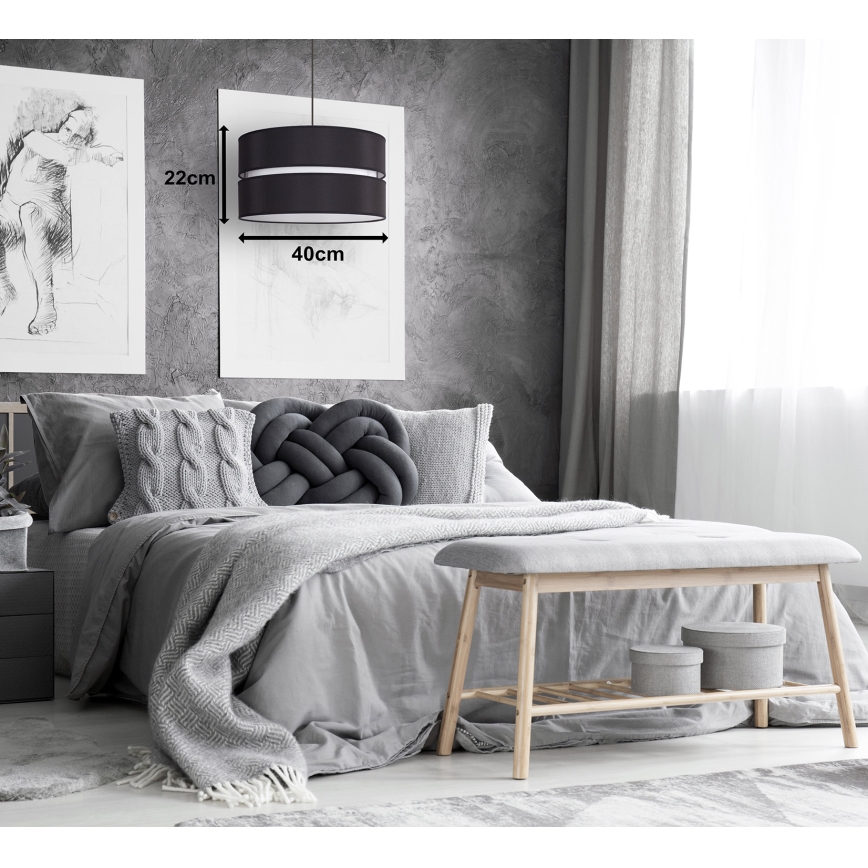 Duolla - Csillár zsinóron DUO 1xE27/15W/230V átm. 40 cm fekete/fehér