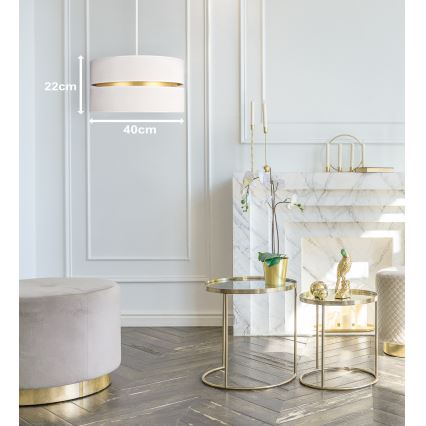 Duolla - Csillár zsinóron DUO 1xE27/15W/230V átm. 40 cm krémes/arany