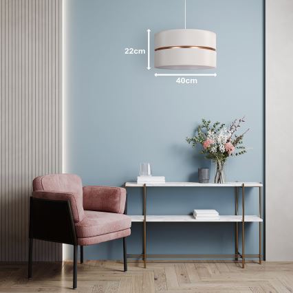 Duolla - Csillár zsinóron DUO 1xE27/15W/230V átm. 40 cm krémes/arany