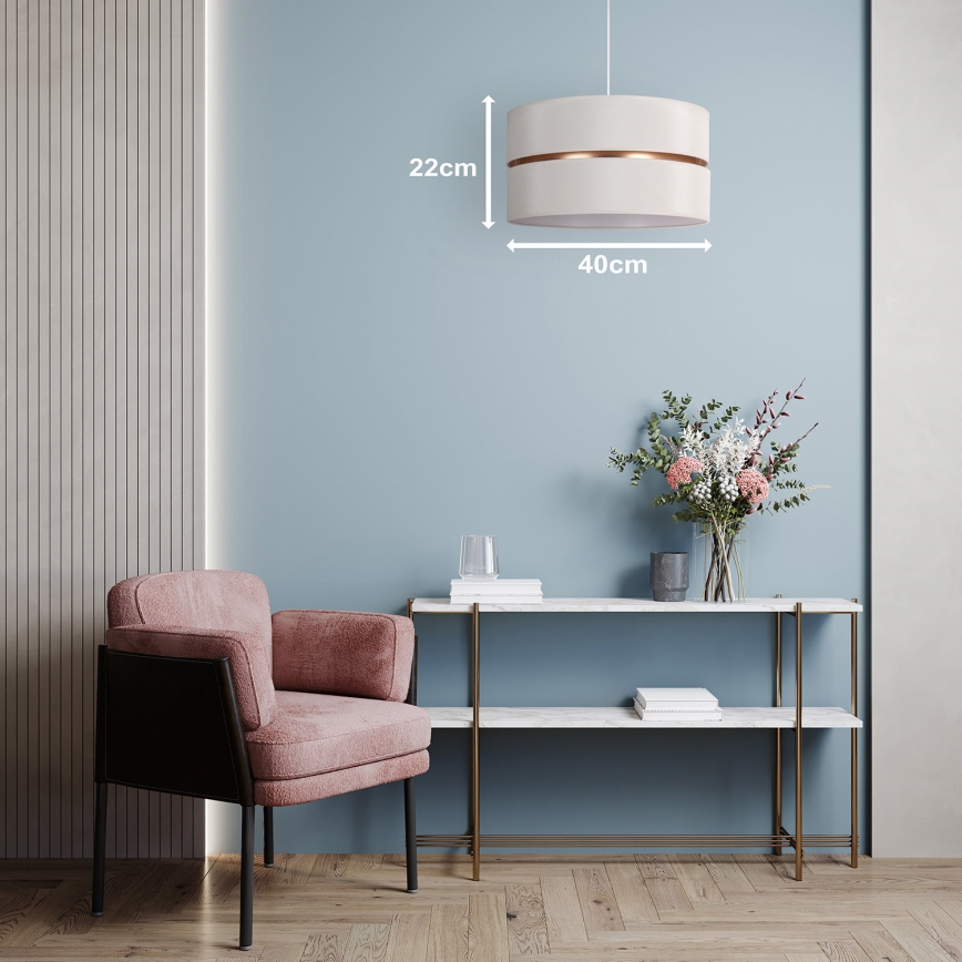 Duolla - Csillár zsinóron DUO 1xE27/15W/230V átm. 40 cm krémes/arany