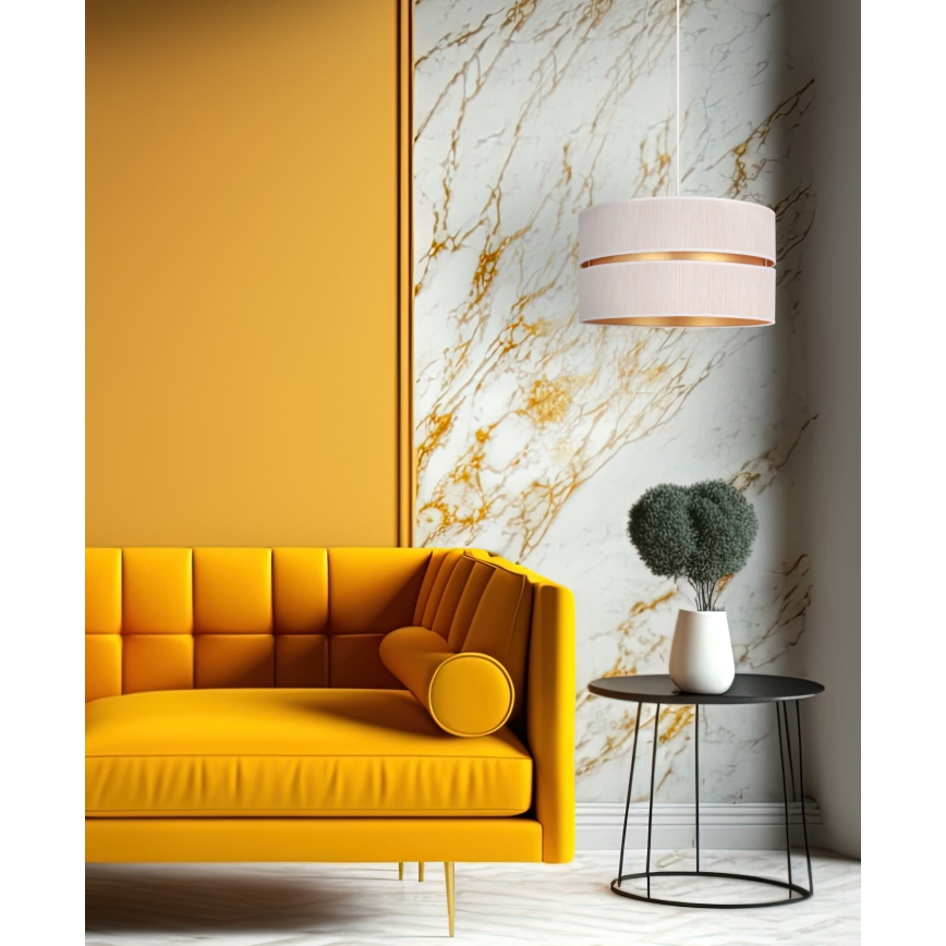 Duolla - Csillár zsinóron DUO 1xE27/15W/230V átm. 40 cm krémes/arany