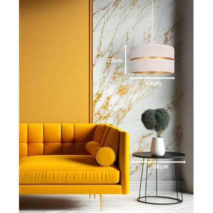 Duolla - Csillár zsinóron DUO 1xE27/15W/230V átm. 40 cm krémes/arany