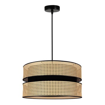 Duolla - Csillár zsinóron DUO 1xE27/15W/230V átm. 40 cm rattan/fekete