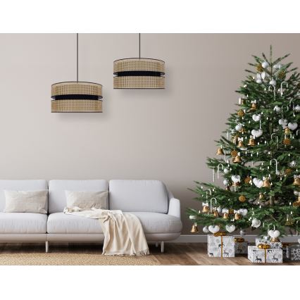 Duolla - Csillár zsinóron DUO 1xE27/15W/230V átm. 40 cm rattan/fekete