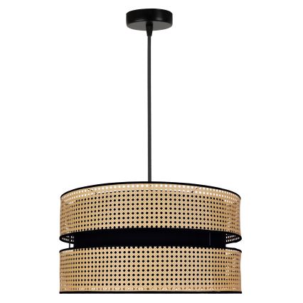 Duolla - Csillár zsinóron DUO 1xE27/15W/230V átm. 40 cm rattan/fekete