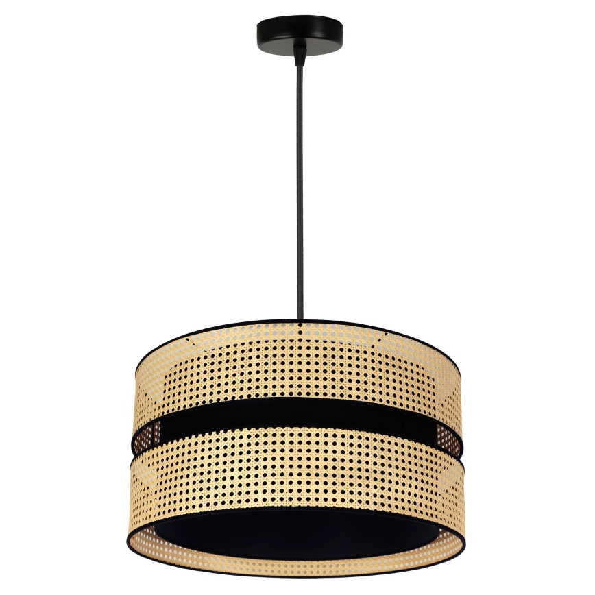 Duolla - Csillár zsinóron DUO 1xE27/15W/230V átm. 40 cm rattan/fekete