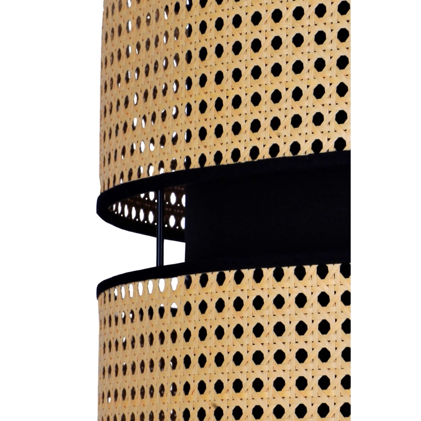 Duolla - Csillár zsinóron DUO 1xE27/15W/230V átm. 40 cm rattan/fekete