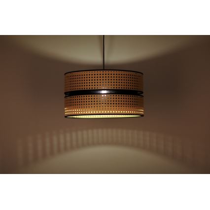 Duolla - Csillár zsinóron DUO 1xE27/15W/230V átm. 40 cm rattan/fekete