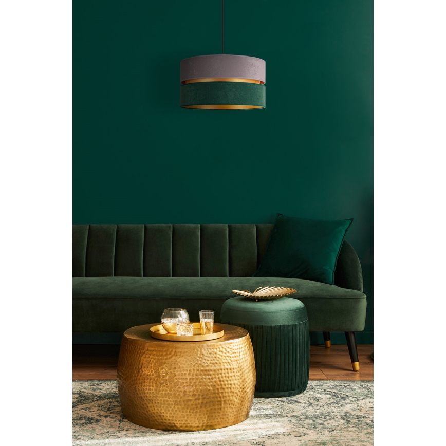 Duolla - Csillár zsinóron DUO 1xE27/15W/230V átm. 40 cm szürke/zöld/arany