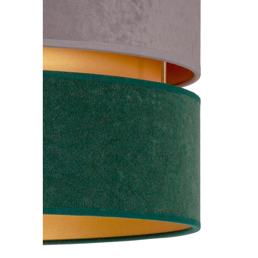 Duolla - Csillár zsinóron DUO 1xE27/15W/230V átm. 40 cm szürke/zöld/arany