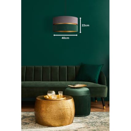 Duolla - Csillár zsinóron DUO 1xE27/15W/230V átm. 40 cm szürke/zöld/arany