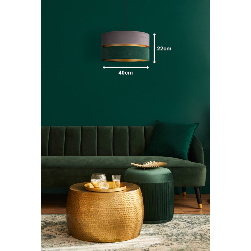 Duolla - Csillár zsinóron DUO 1xE27/15W/230V átm. 40 cm szürke/zöld/arany