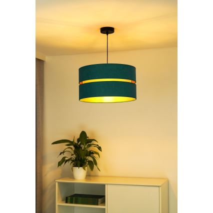 Duolla - Csillár zsinóron DUO 1xE27/15W/230V átm. 40 cm türkiz/arany