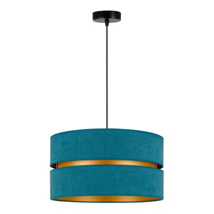 Duolla - Csillár zsinóron DUO 1xE27/15W/230V átm. 40 cm türkiz/arany