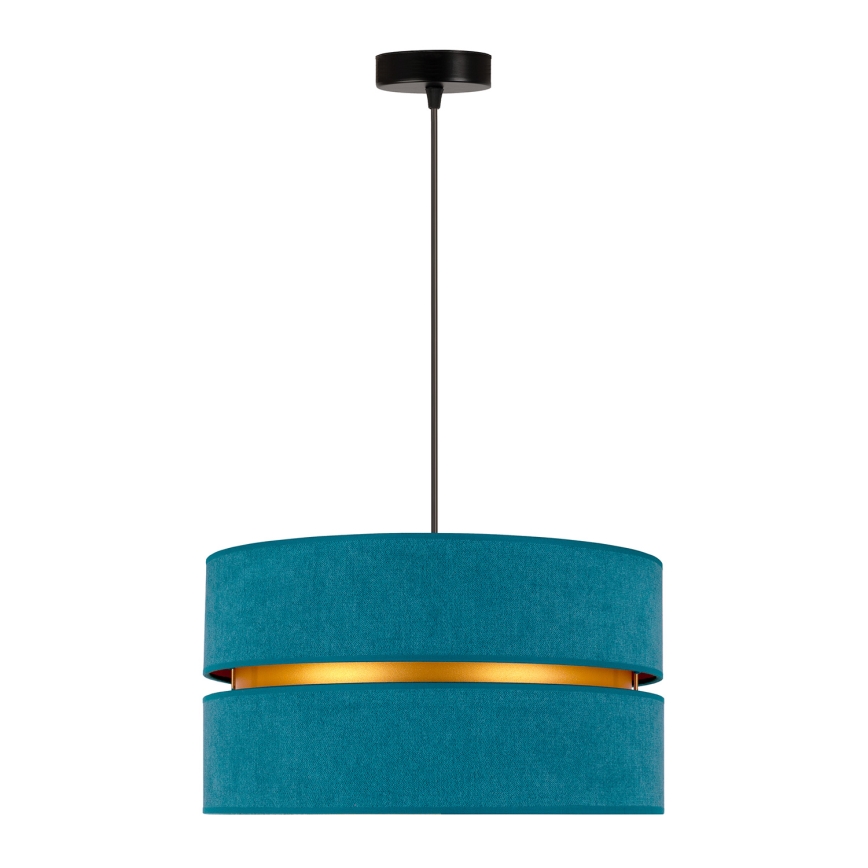 Duolla - Csillár zsinóron DUO 1xE27/15W/230V átm. 40 cm türkiz/arany