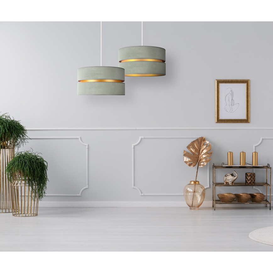 Duolla - Csillár zsinóron DUO 1xE27/15W/230V átm. 40 cm világoszöld/arany