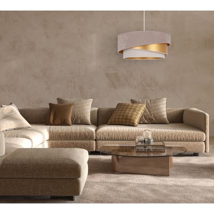 Duolla - Csillár zsinóron KOBO 1xE27/15W/230V átm. 45 cm bézs/arany/krémes