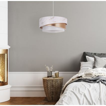 Duolla - Csillár zsinóron KOBO 1xE27/15W/230V átm. 45 cm fehér/rózsaarany