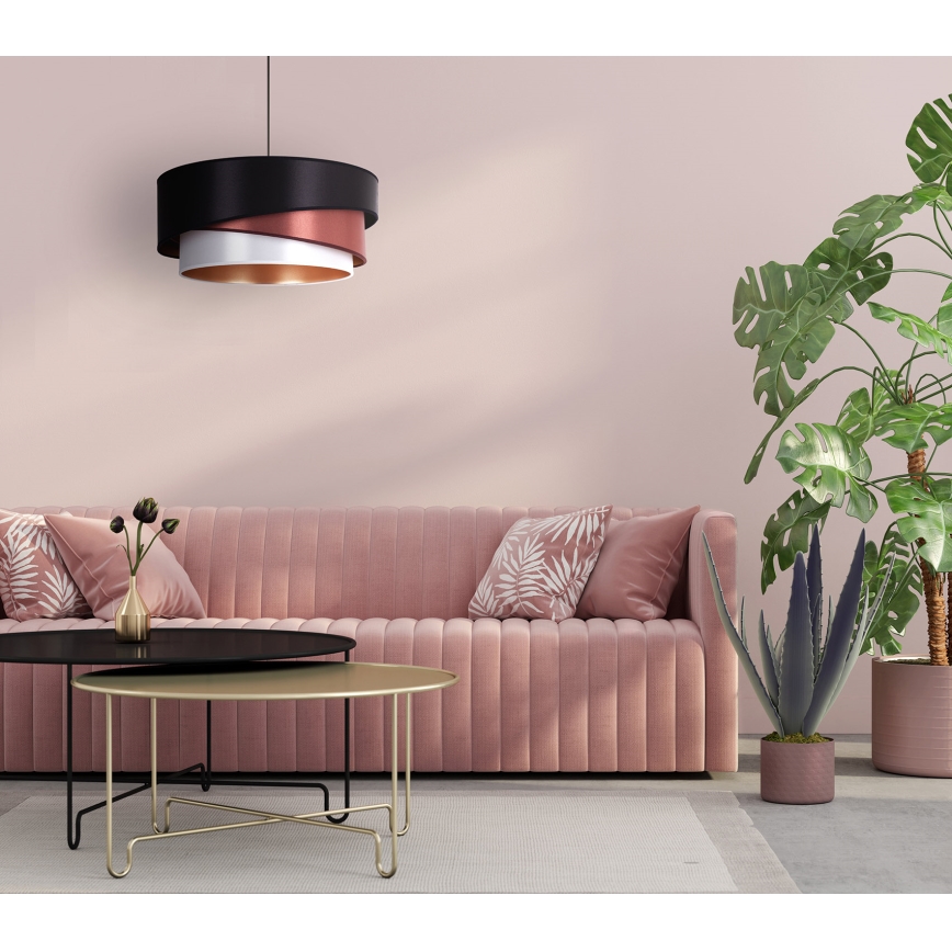 Duolla - Csillár zsinóron KOBO 1xE27/15W/230V átm. 45 cm fekete/Burgundi/ezüst