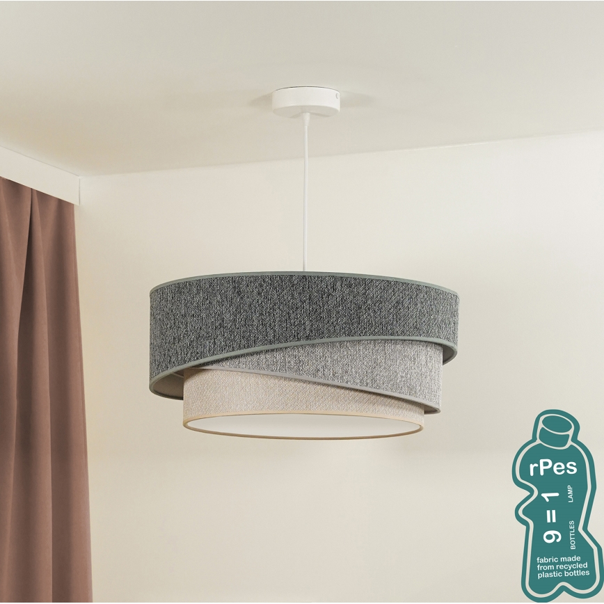 Duolla - Csillár zsinóron KOBO ECO RECYCLING 1xE27/15W/230V átm. 45 cm zöld/szürke/krémes