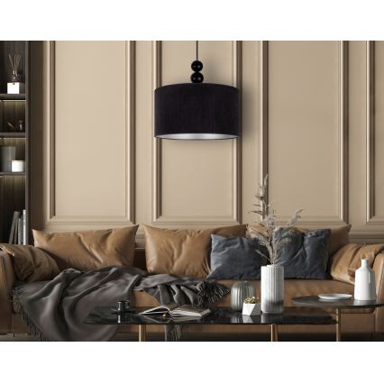 Duolla - Csillár zsinóron LYON 1xE27/15W/230V átm. 40 cm fekete