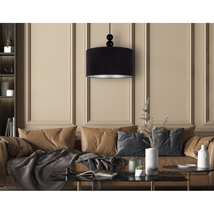 Duolla - Csillár zsinóron LYON 1xE27/15W/230V átm. 40 cm fekete