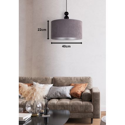 Duolla - Csillár zsinóron LYON 1xE27/15W/230V átm. 40 cm szürke