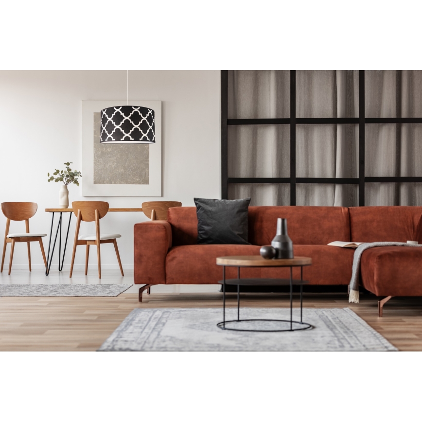 Duolla - Csillár zsinóron MAROKO 1xE27/40W/230V átm. 45 cm fekete/fehér