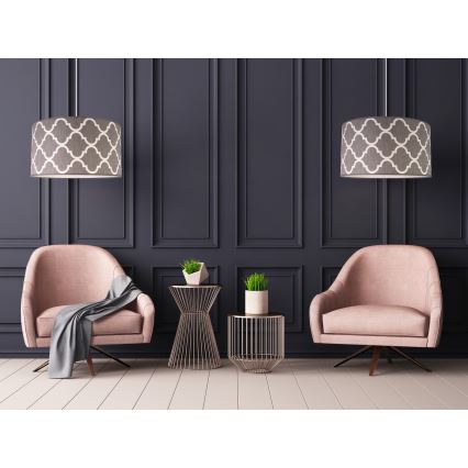 Duolla - Csillár zsinóron MAROKO 1xE27/40W/230V átm. 45 cm szürke/fehér