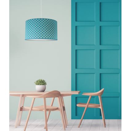 Duolla - Csillár zsinóron MAROKO 1xE27/40W/230V átm. 45 cm türkiz/fehér