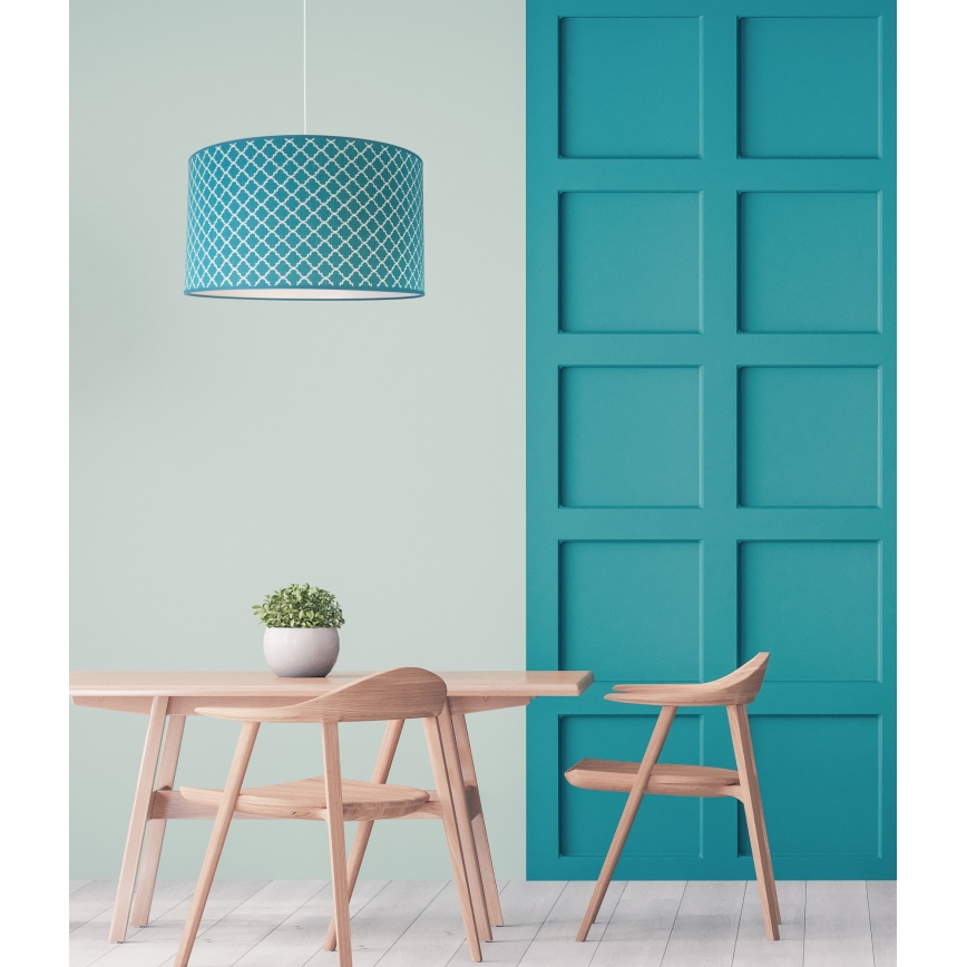 Duolla - Csillár zsinóron MAROKO 1xE27/40W/230V átm. 45 cm türkiz/fehér