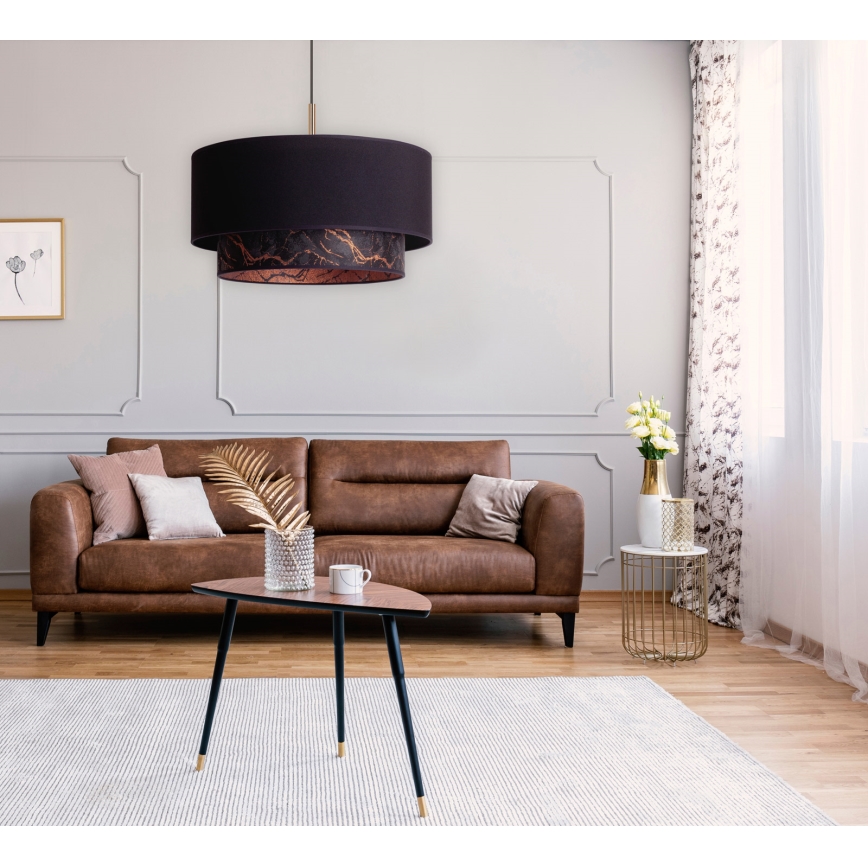 Duolla - Csillár zsinóron NANTES 1xE27/15W/230V á. 45 cm fekete/réz